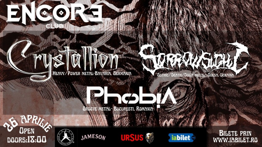 Crystallion (DE) x Phobia (RO) x Sorrowsight (UA) live in Encore Club